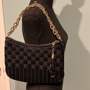 Cole Haan weaved fabric purse with zipper tassle